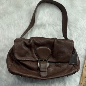 Furla Brown Leather slouchy baggy Hobo hand Bag boho bohemian big buckle
